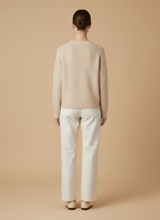 Maglia - Maglia girocollo spacchi 100% lana vergine - Beige melange - vevi.it