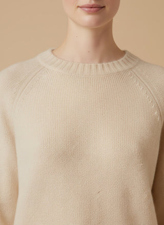 Maglia - Maglia girocollo spacchi 100% lana vergine - Beige melange - vevi.it