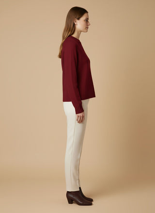 Maglia - Maglia girocollo spacchi 100% lana vergine - Bordeaux - vevi.it