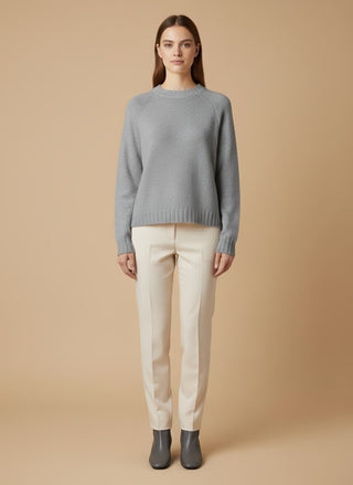 Maglia - Maglia girocollo spacchi 100% lana vergine - Grigio melange - vevi.it