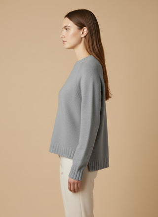 Maglia - Maglia girocollo spacchi 100% lana vergine - Grigio melange - vevi.it