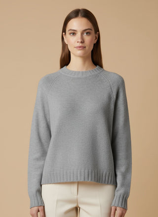 Maglia - Maglia girocollo spacchi 100% lana vergine - Grigio melange - vevi.it