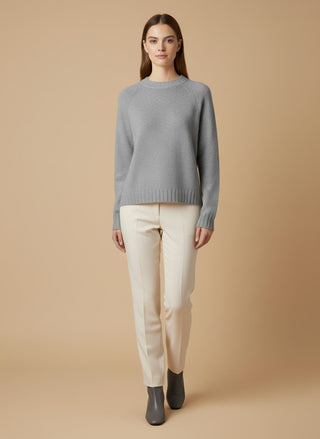 Maglia - Maglia girocollo spacchi 100% lana vergine - Grigio melange - vevi.it