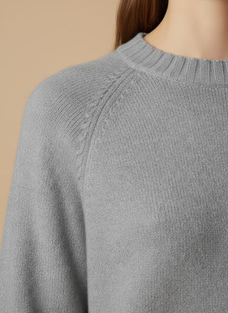 Maglia - Maglia girocollo spacchi 100% lana vergine - Grigio melange - vevi.it