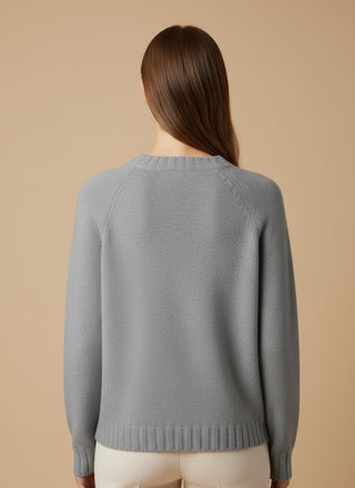 Maglia - Maglia girocollo spacchi 100% lana vergine - Grigio melange - vevi.it