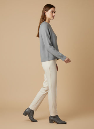 Maglia - Maglia girocollo spacchi 100% lana vergine - Grigio melange - vevi.it