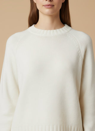 Maglia - Maglia girocollo spacchi 100% lana vergine - Panna - vevi.it