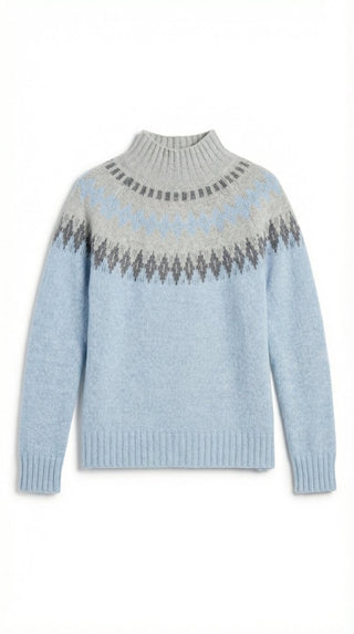 Maglia - Maglia jacquard collo alto afa 8240 - Celeste melange - VEVI