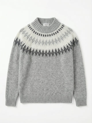 Maglia - Maglia jacquard collo alto afa 8240 - Grigio chiaro melange - VEVI