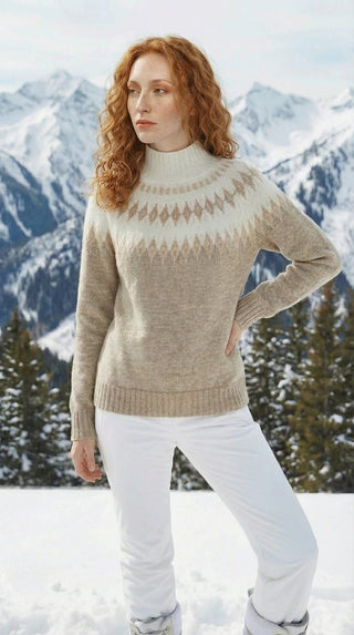 Maglia - Maglia jacquard collo alto afa 8240 - Grigio chiaro melange - VEVI