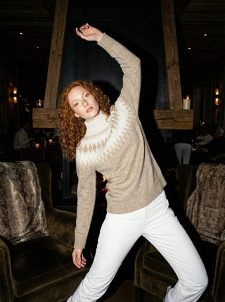 Maglia - Maglia jacquard collo alto afa 8240 - Grigio chiaro melange - VEVI