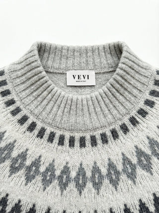 Maglia - Maglia jacquard collo alto afa 8240 - Grigio chiaro melange - VEVI