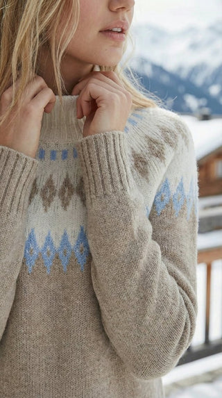 Maglia - Maglia jacquard collo alto afa 8240 - Grigio chiaro melange - VEVI