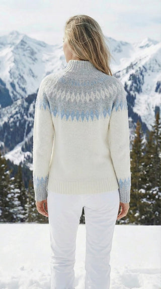 Maglia - Maglia jacquard collo alto afa 8240 - Grigio chiaro melange - VEVI