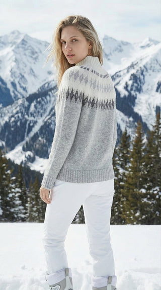 Maglia - Maglia jacquard collo alto afa 8240 - Grigio chiaro melange - VEVI