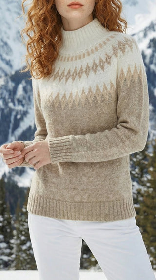 Maglia - Maglia jacquard collo alto afa 8240 - Grigio chiaro melange - VEVI