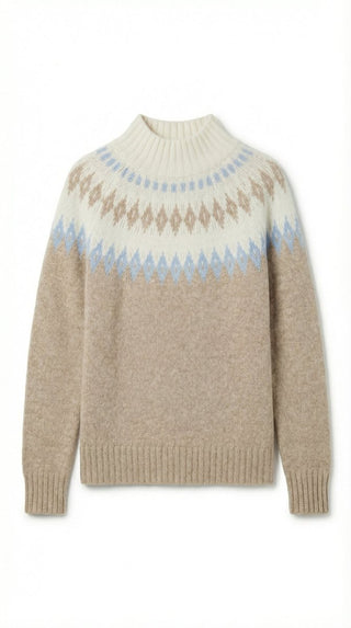 Maglia - Maglia jacquard collo alto afa 8240 - Grigio chiaro melange - VEVI