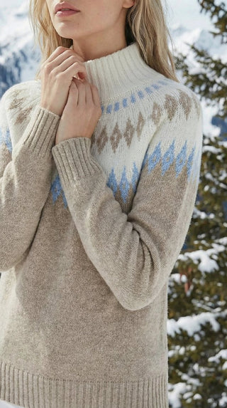 Maglia - Maglia jacquard collo alto afa 8240 - Grigio chiaro melange - VEVI