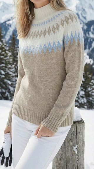 Maglia - Maglia jacquard collo alto afa 8240 - Grigio chiaro melange - VEVI