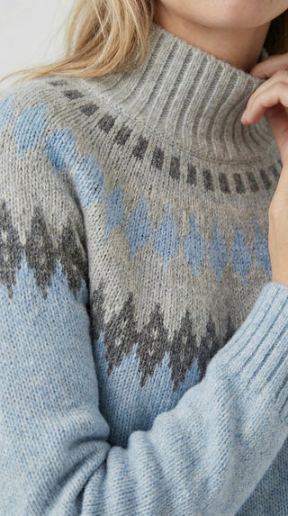 Maglia - Maglia jacquard collo alto afa 8240 - Grigio chiaro melange - VEVI