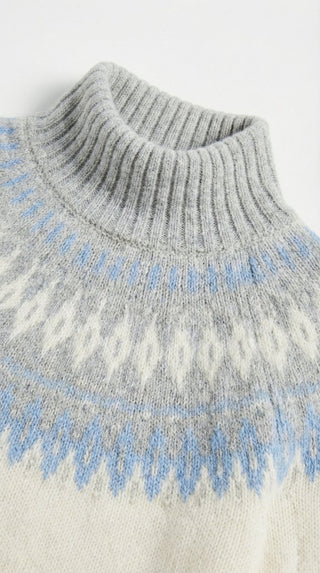 Maglia - Maglia jacquard collo alto afa 8240 - Grigio chiaro melange - VEVI