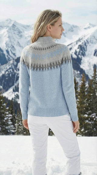 Maglia - Maglia jacquard collo alto afa 8240 - Grigio chiaro melange - VEVI