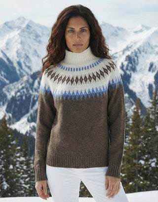 Maglia - Maglia jacquard collo alto afa 8240 - Marrone - VEVI