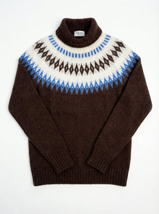 Maglia - Maglia jacquard collo alto afa 8240 - Marrone - VEVI