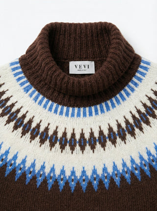 Maglia - Maglia jacquard collo alto afa 8240 - Marrone - VEVI