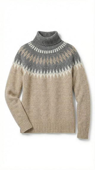 Maglia - Maglia jacquard collo alto afa 8240 - Tortora/grigio - VEVI