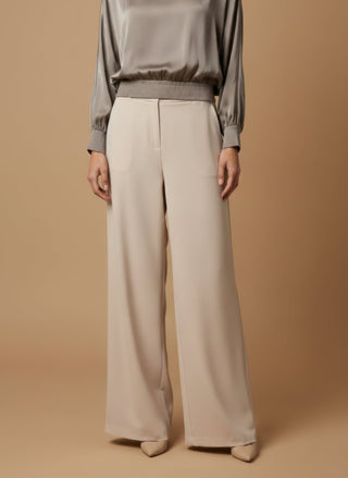 Maglia - Maglia kimono satin e costina - Greige - vevi.it