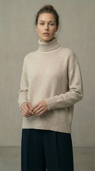 Maglia - Maglia lupetto 100% Lana a2a 1892 - Beige melange - VEVI