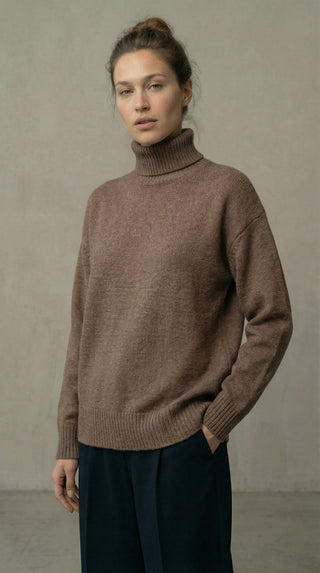 Maglia - Maglia lupetto 100% Lana a2a 1892 - Marrone melange - VEVI