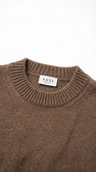 Maglia - Maglia lupetto 100% Lana a2a 1892 - Marrone melange - VEVI