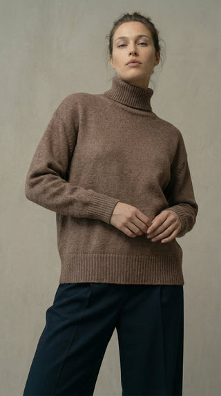 Maglia - Maglia lupetto 100% Lana a2a 1892 - Marrone melange - VEVI