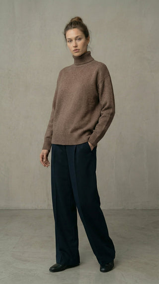 Maglia - Maglia lupetto 100% Lana a2a 1892 - Marrone melange - VEVI