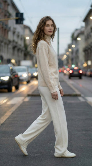 Maglia - Maglia lupetto 100% lana vergine - Beige melange - VEVI