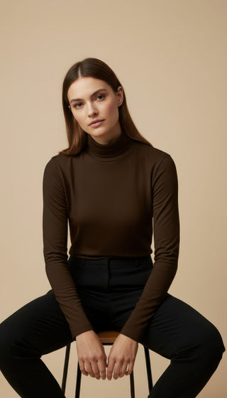 Maglia - Maglia m/l dolcevita cashmere - Marrone - VEVI