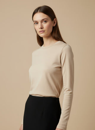 Maglia - Maglia m/l girocollo stretch - Bordeaux - VEVI