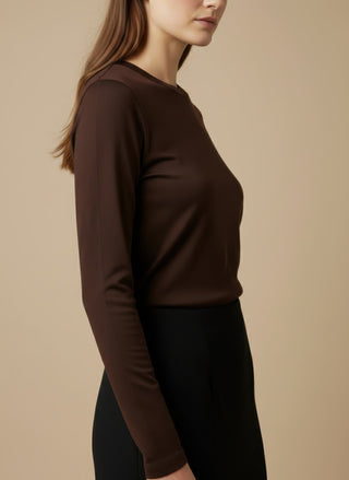 Maglia - Maglia m/l girocollo stretch - Bordeaux - VEVI