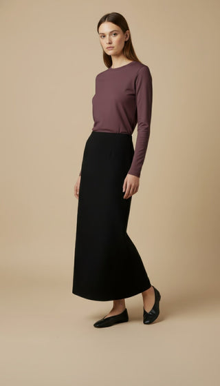 Maglia - Maglia m/l girocollo stretch - Bordeaux - VEVI