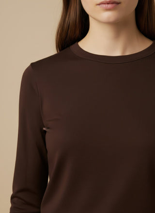 Maglia - Maglia m/l girocollo stretch - Bordeaux - VEVI