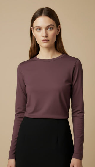 Maglia - Maglia m/l girocollo stretch - Bordeaux - VEVI