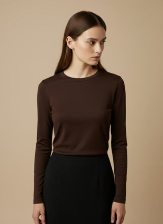 Maglia - Maglia m/l girocollo stretch - Bordeaux - VEVI