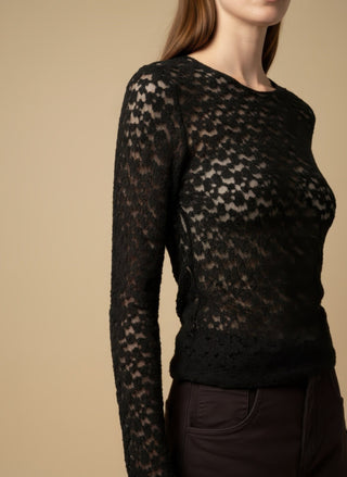 Maglia - Maglia m/l pizzo girocollo - Burro - VEVI