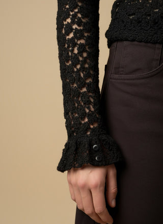 Maglia - Maglia m/l pizzo girocollo - Burro - VEVI