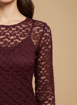 Maglia - Maglia m/l pizzo girocollo - Nero - vevi.it