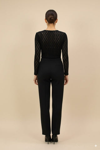 Maglia - Maglia m/l pizzo girocollo - Nero - vevi.it