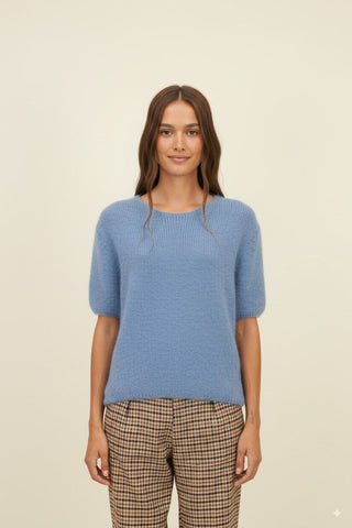 Maglia - Maglia m/m 30% mohair - Azzuro - vevi.it