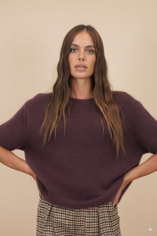 Maglia - Maglia m/m 30% mohair - Burgundy - vevi.it